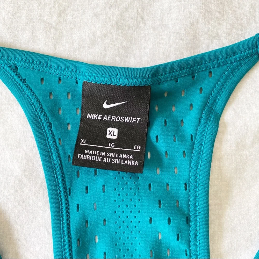 NIKE Aeroswift Dri-Fit Mesh Racerback Tank Top Teal XL NEW NWOT - Picture 3 of 7
